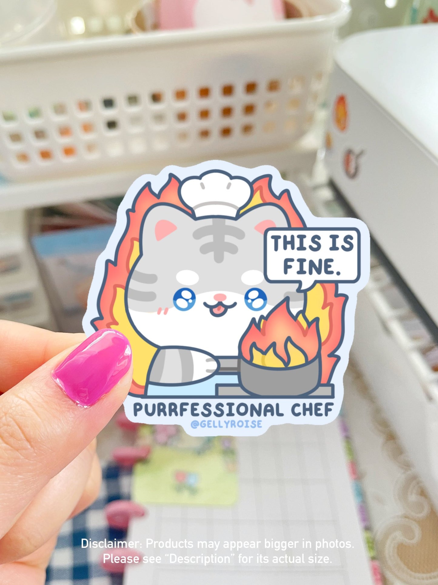 NEW This is Fine Purrfessional Chef Kitty Waterproof Sticker - Gelly Roise