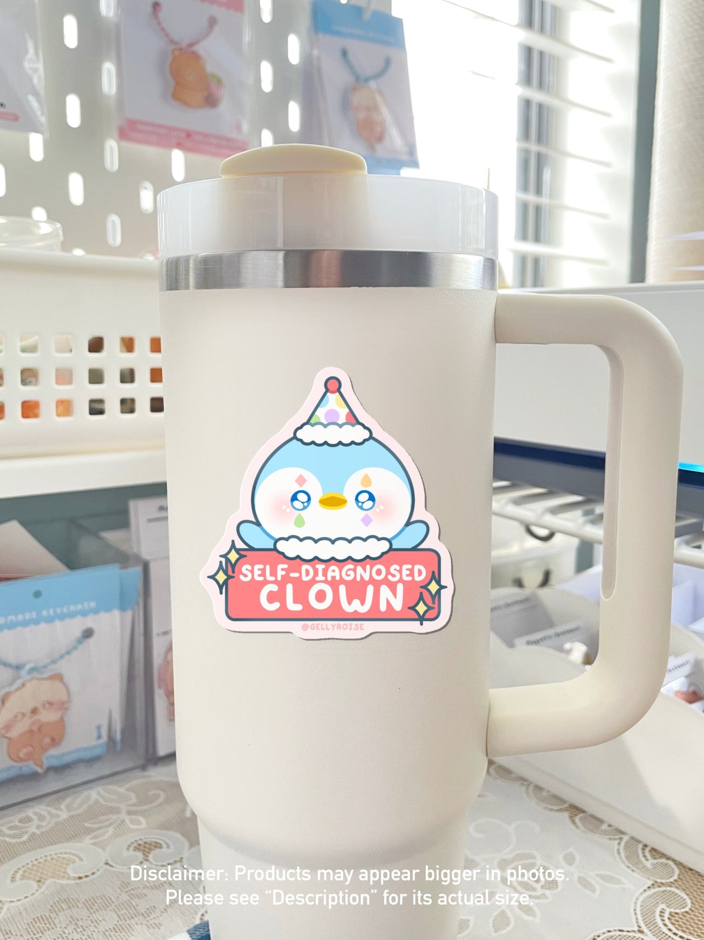 Self-Diagnosed Clown Penguin Waterproof Sticker - Gelly Roise