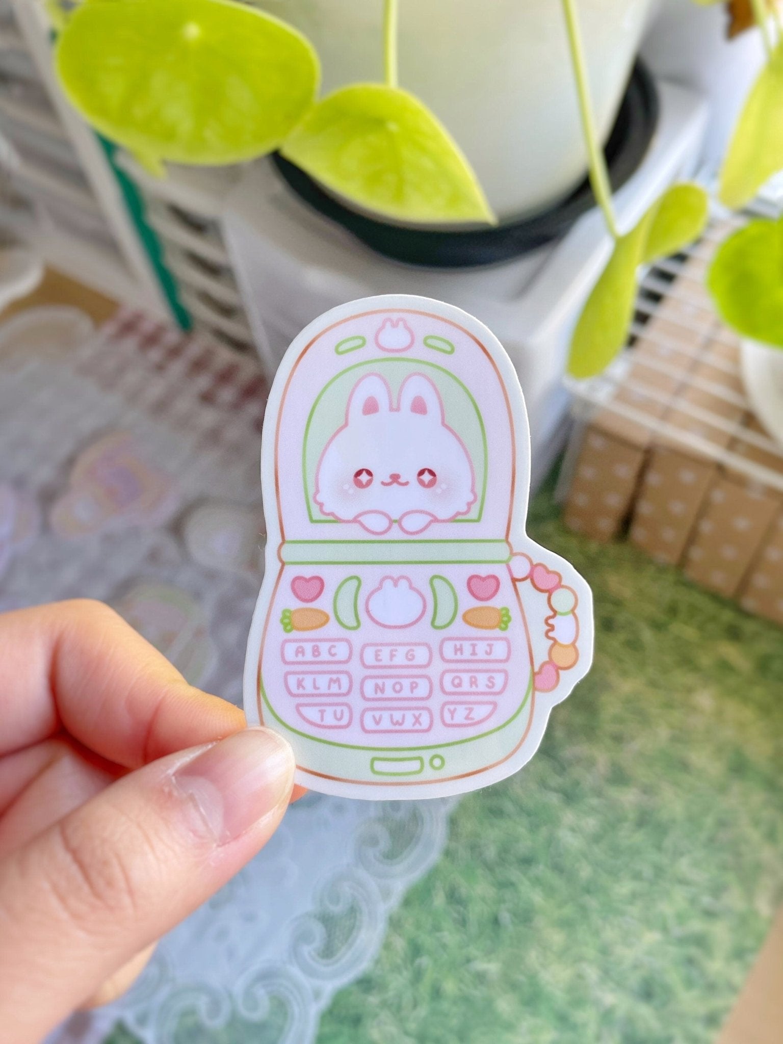 Bunny x Flip Phone Waterproof Sticker - Gelly Roise