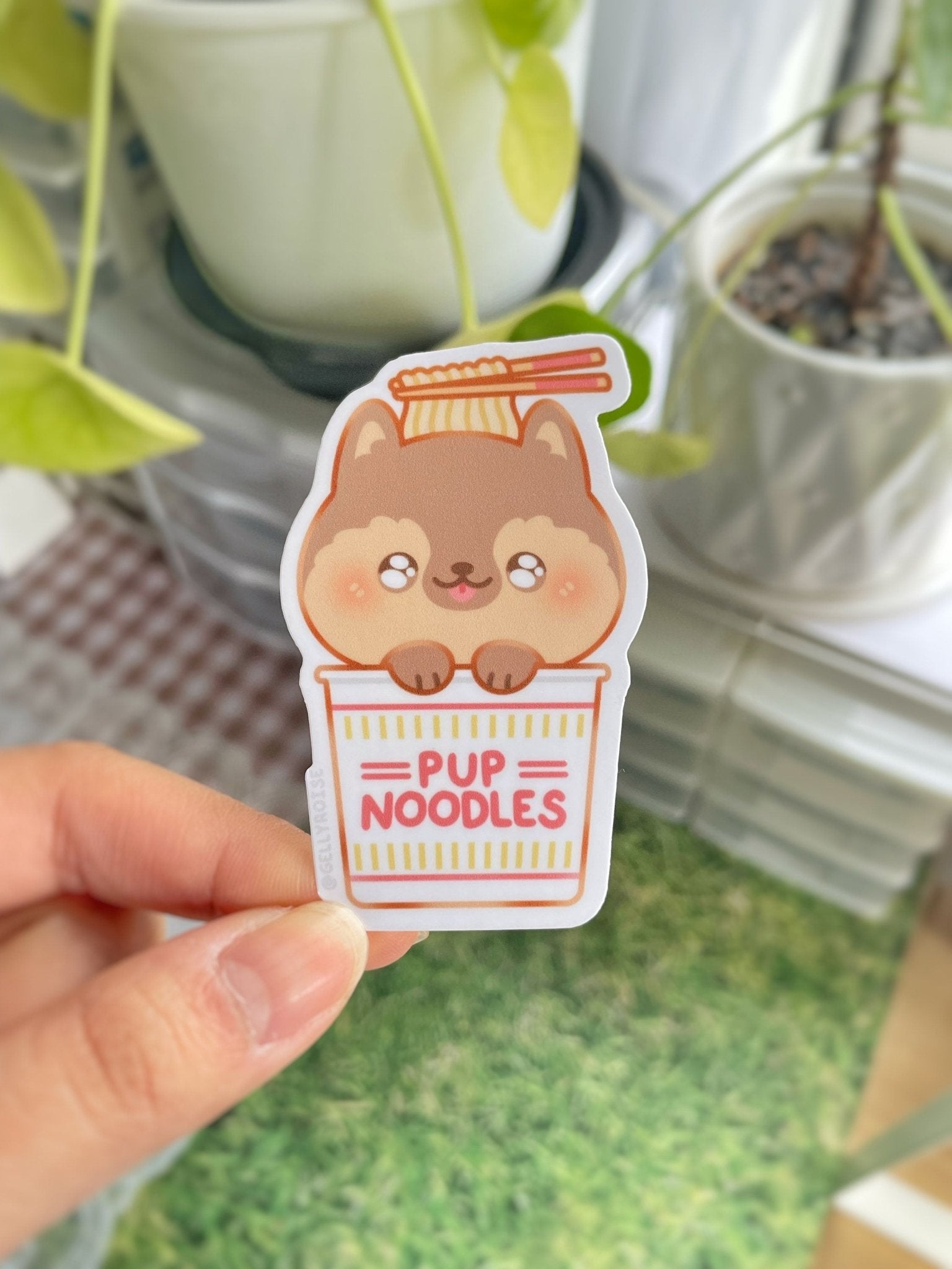 German Shepherd Pup Noodles Waterproof Sticker - Gelly Roise