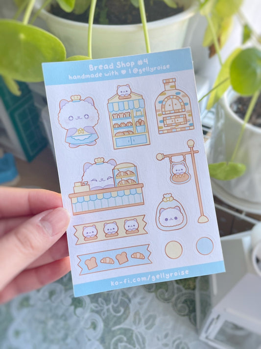 Kitty x Bread Shop Sticker Sheet - Gelly Roise