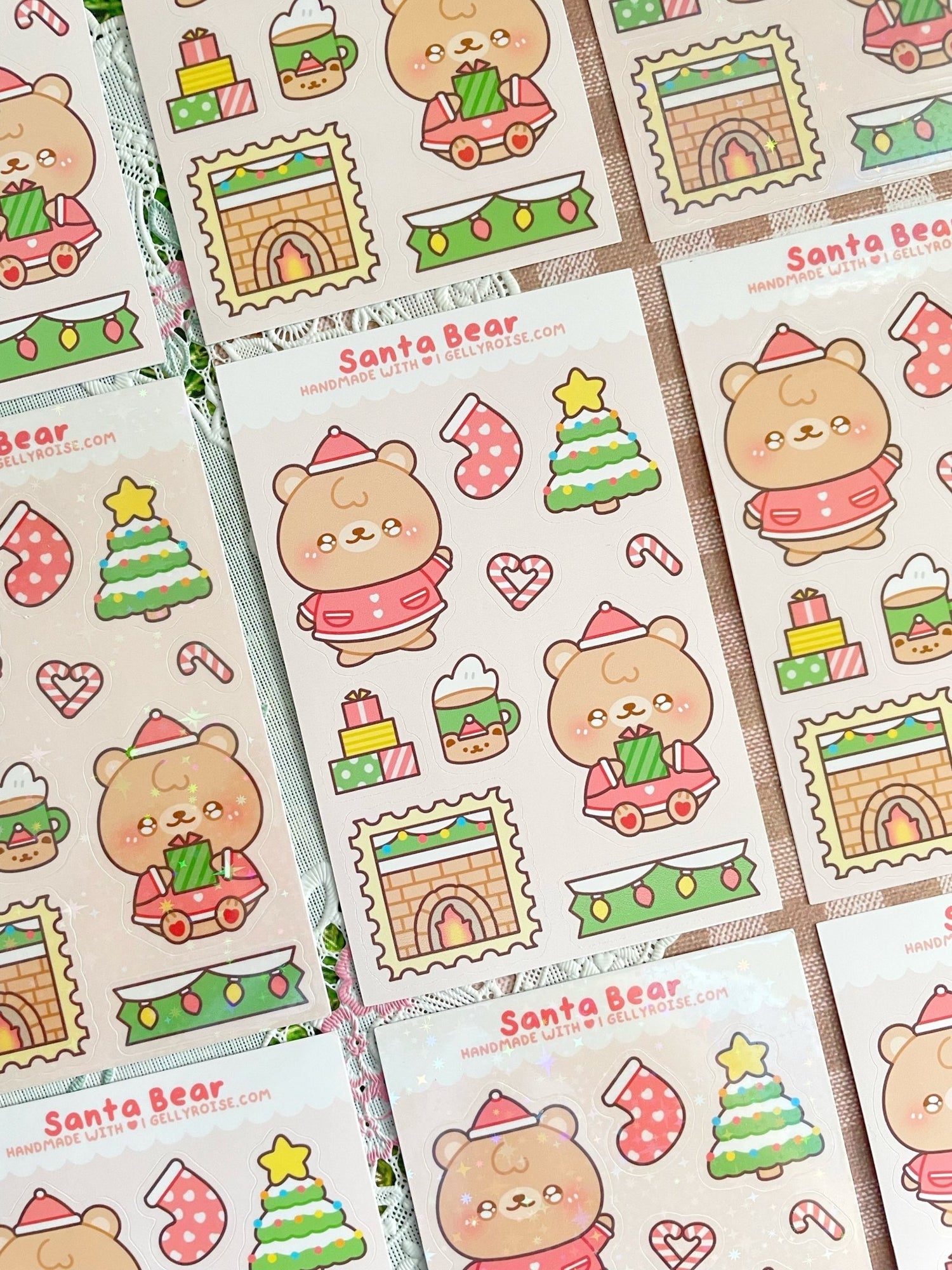 NEW Santa Bear Sticker Sheet - Gelly Roise