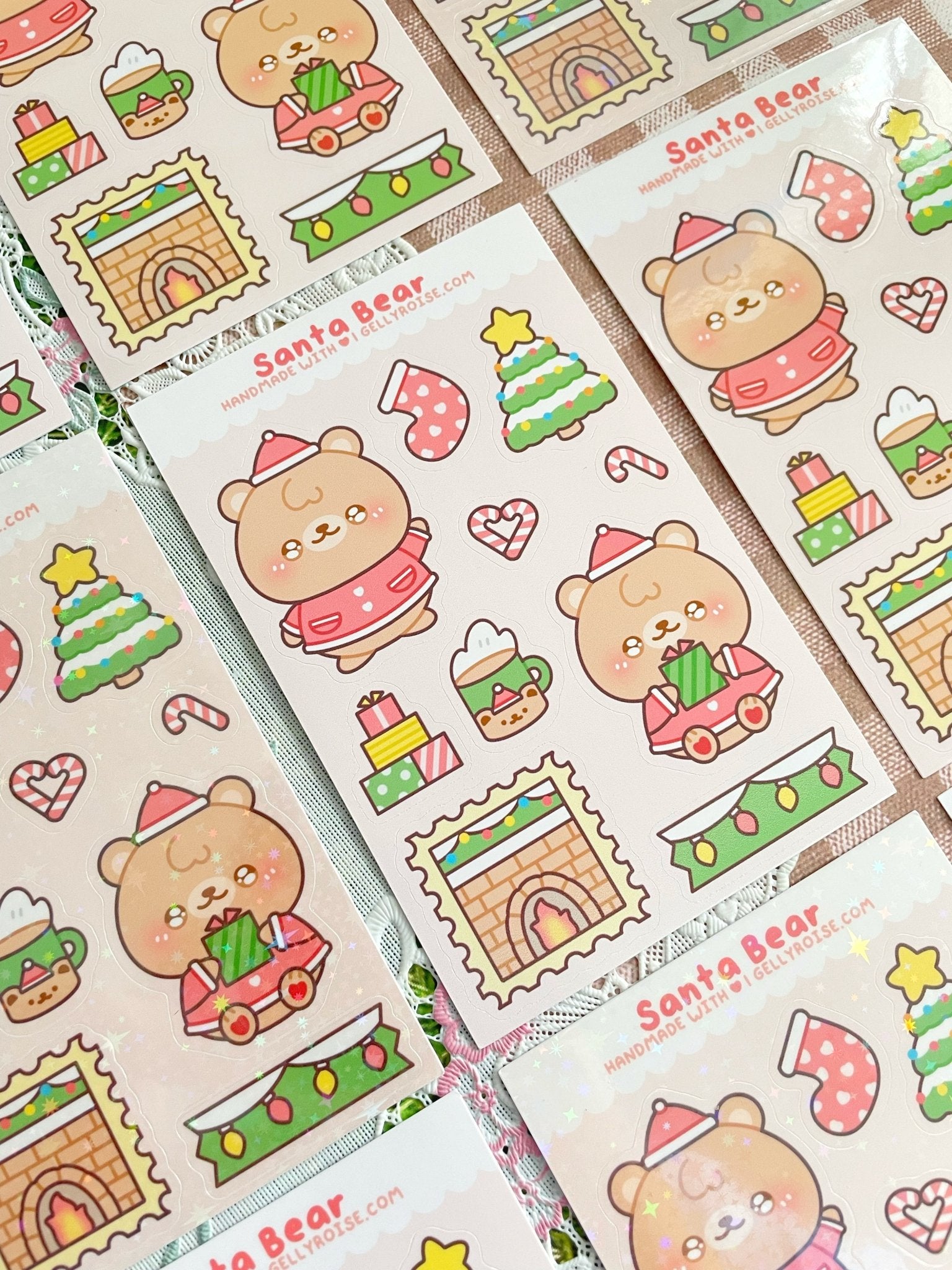 NEW Santa Bear Sticker Sheet - Gelly Roise