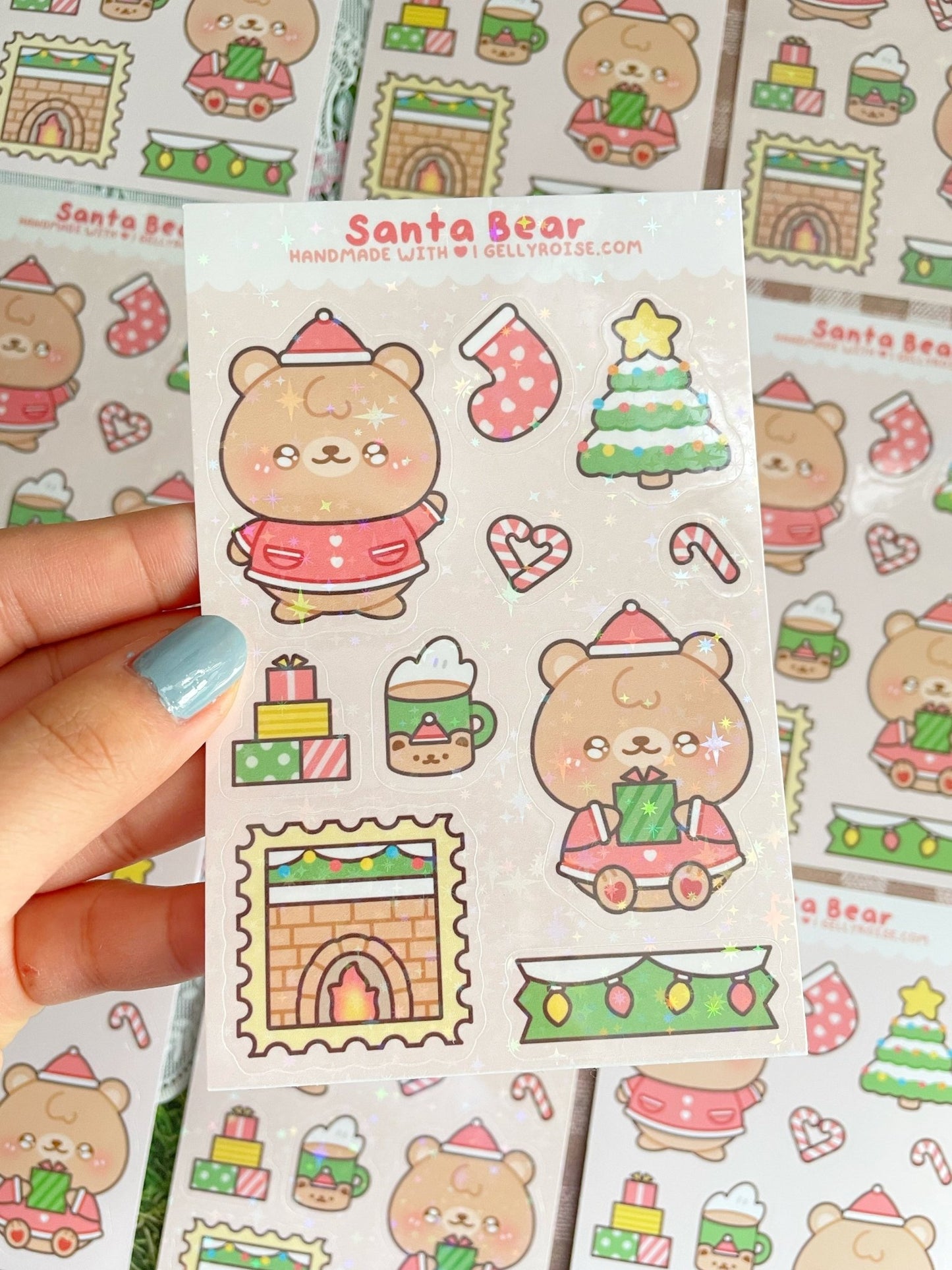 NEW Santa Bear Sticker Sheet - Gelly Roise