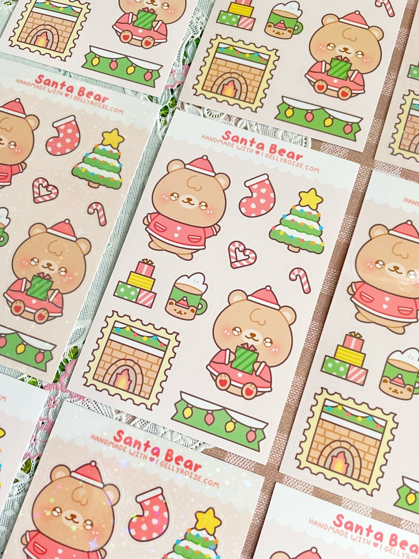 NEW Santa Bear Sticker Sheet - Gelly Roise