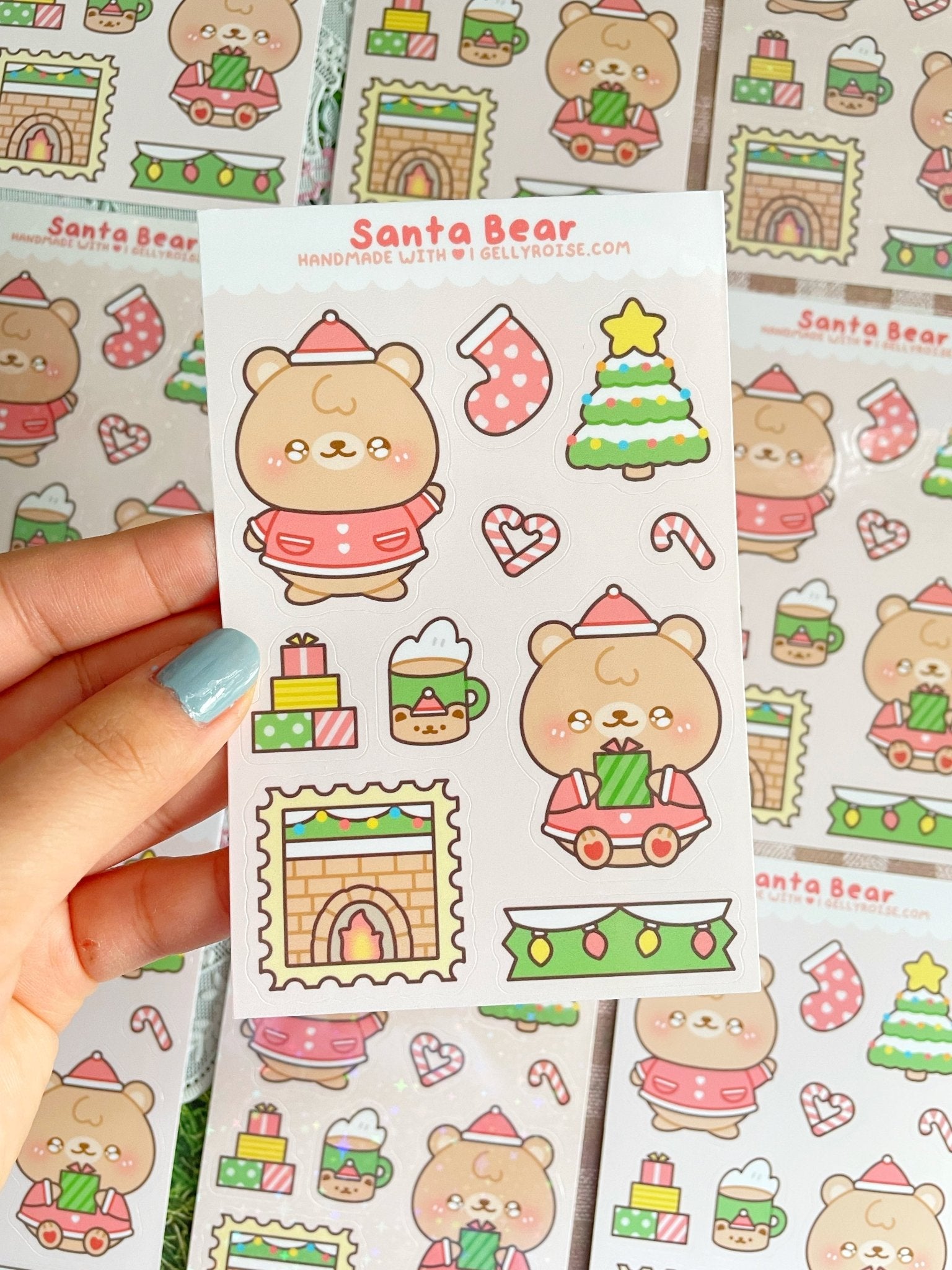 NEW Santa Bear Sticker Sheet - Gelly Roise