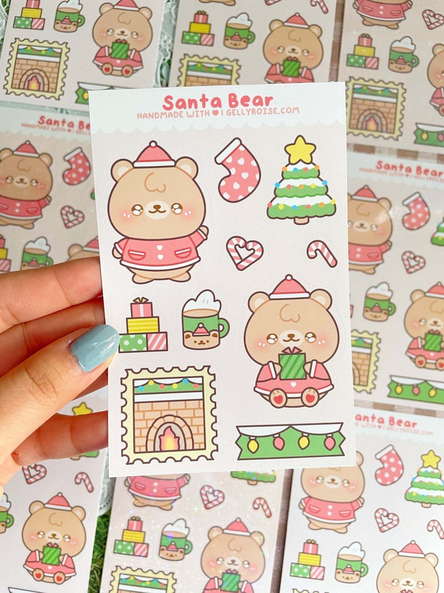 NEW Santa Bear Sticker Sheet - Gelly Roise