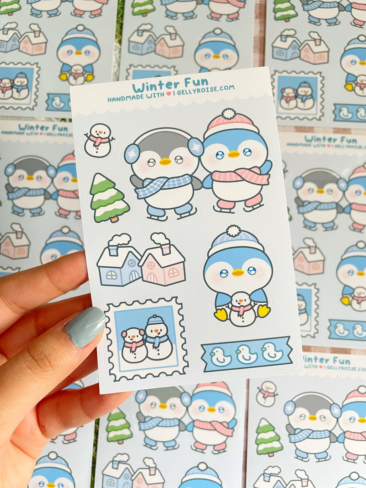 Cute Sketchy Winter Stickers Sheet