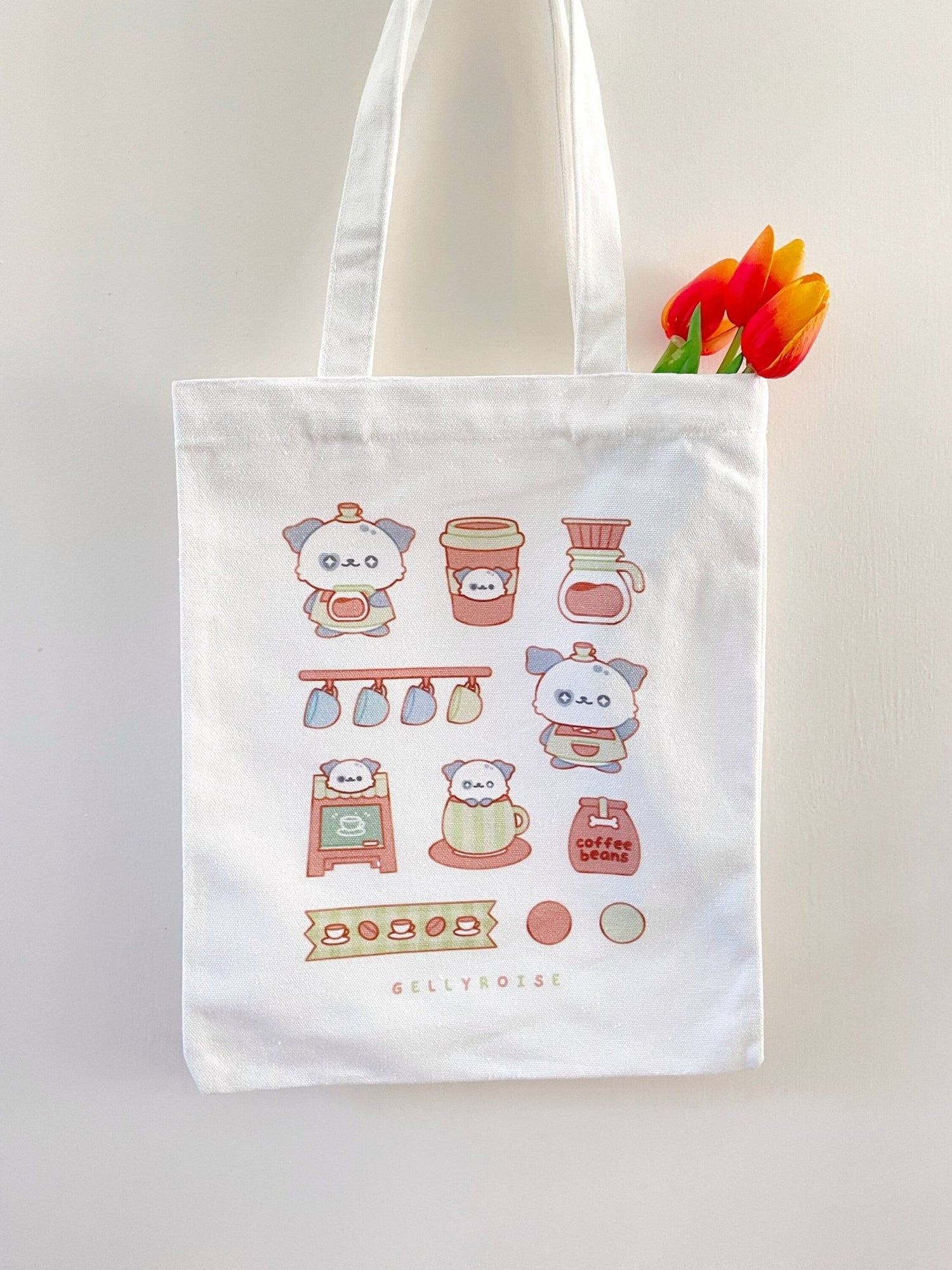 Puppy x Coffee Canvas Tote Bag - Gelly Roise